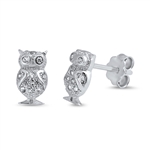 Silver CZ Earring - Owl