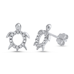 Silver CZ Earring - Turtle