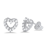 Silver CZ Earring - Heart