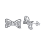 Silver CZ Earring - Ribbon