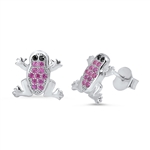 Silver CZ Earring - Frog