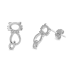 Silver CZ Earring - Cat