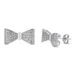 Silver CZ Earring - Bow