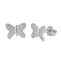 Silver CZ Earring - Butterfly