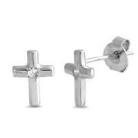 Silver CZ Earring - Cross