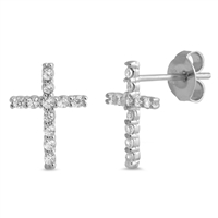 Silver CZ Earring - Cross