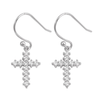 Silver CZ Earring - Ichthys w/ Cross