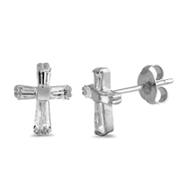 Silver CZ Earring - Cross