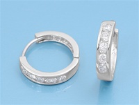 Silver CZ Huggie Earrings