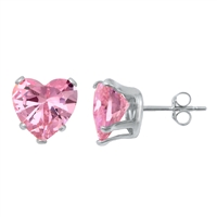 4mm Heart Color CZ Stud Earrings - Stamping