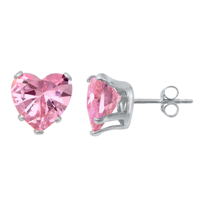 7mm Heart Color CZ Stud Earrings - Stamping