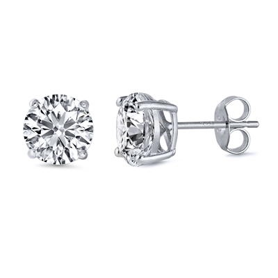 Round Clear CZ Stud Earrings - Casting