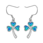 Silver Lab Opal Earrings - Clover Leaf