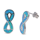 Silver Lab Opal Earrings - Infinity Sign