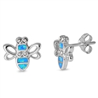 Silver Lab Opal Earrings - Bumble Bee