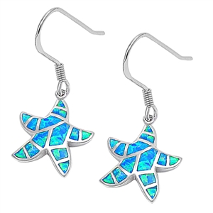 Silver Lab Opal Earrings - Starfish