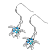 Silver Lab Opal Earrings - Turtle