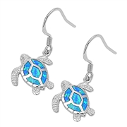 Silver Lab Opal Earrings - Turtle