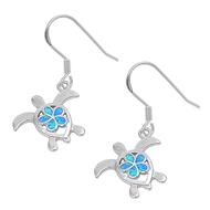 Silver Lab Opal Earrings - Turtle