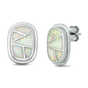 Silver Lab Opal Earrings