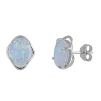 Silver Lab Opal Earrings