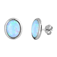 Silver Lab Opal Earrings