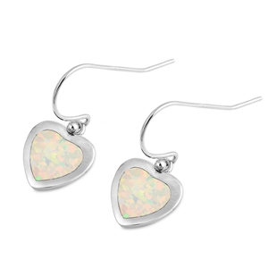 Silver Lab Opal Earrings - Heart