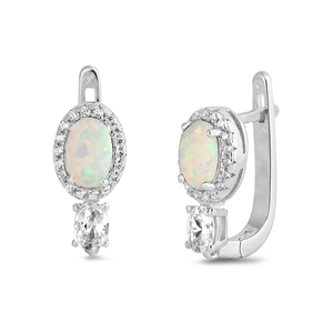 Silver Lab Opal Earrings