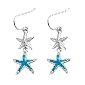 Silver Lab Opal Earrings - Starfish