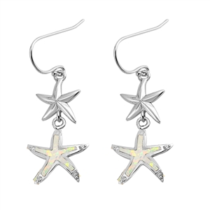 Silver Lab Opal Earrings - Starfish