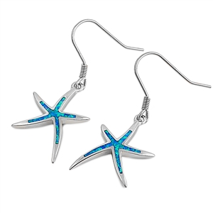 Silver Lab Opal Earrings - Starfish