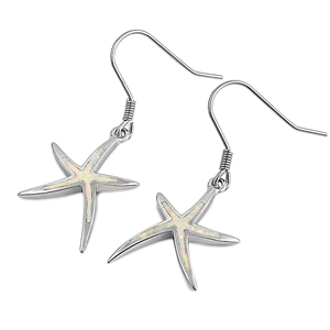 Silver Lab Opal Earrings - Starfish