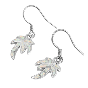 Silver Lab Opal Earrings - Palm Tree