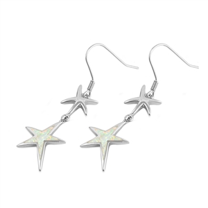 Silver Lab Opal Earrings - Starfish