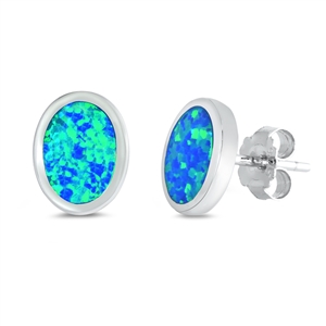 Silver Lab Opal Earrings