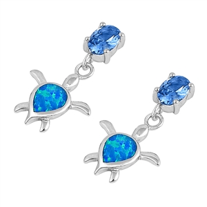 Silver Lab Opal Earrings - Turtle