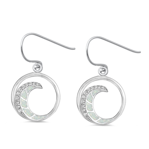 Silver Lab Opal Earrings - Wave