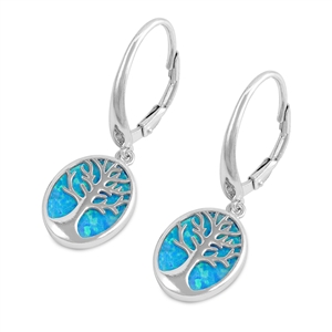 Silver Lab Opal Earrings - Tree of Life