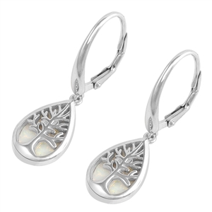 Silver Lab Opal Earrings - Tree of Life