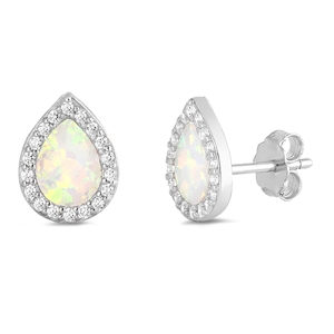 Silver Lab Opal Earrings