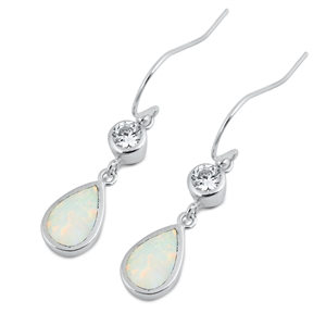 Silver Lab Opal Earrings