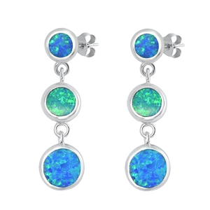 Silver Lab Opal Earrings - Circles