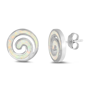 Silver Lab Opal Earrings - Spiral