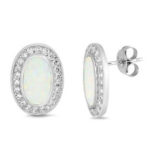 Silver Lab Opal Earrings