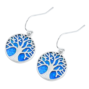 Silver Lab Opal Earrings - Tree of Life