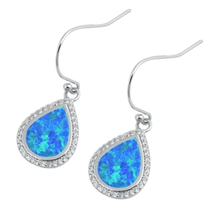 Silver Lab Opal Earrings - Drop