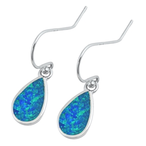 Silver Lab Opal Earrings - Teardrop