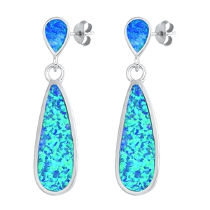 Silver Lab Opal Earrings