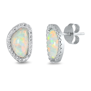 Silver Lab Opal Earrings