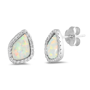 Silver Lab Opal Earrings